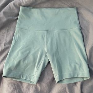lululemon align high rise shorts 6” in the color misty glade